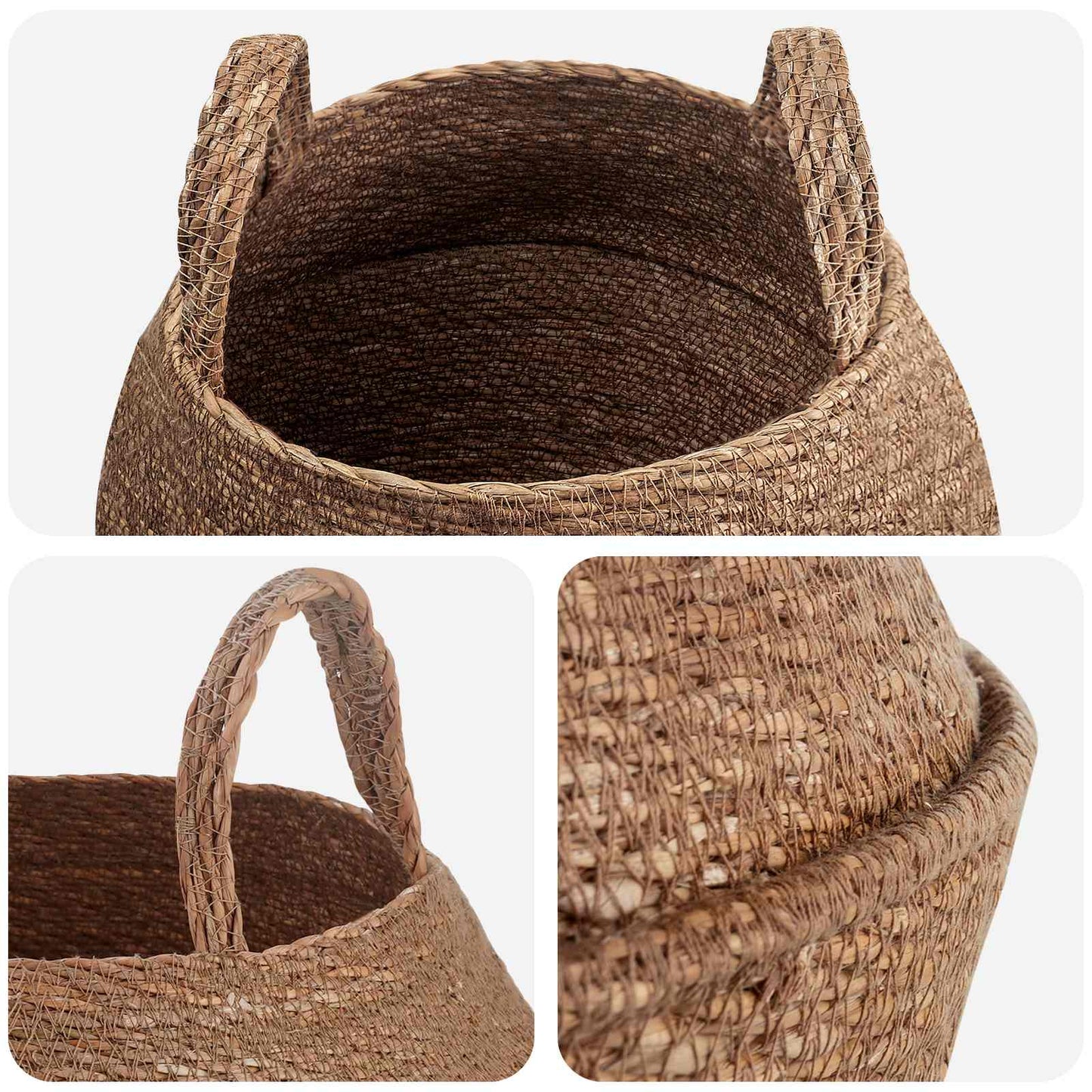 vidaXL Γλάστρα με Χερούλια Φυσικό Ø 32 x 32 cm 100% Θαλασσόχορτο