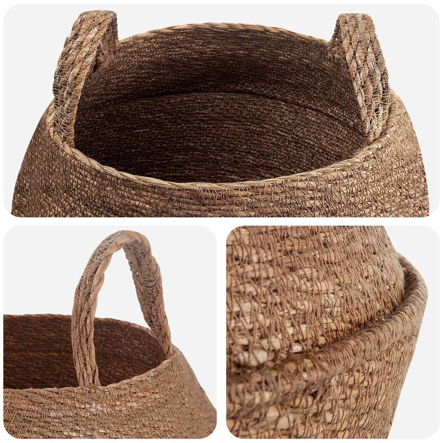 vidaXL Γλάστρα με Χερούλια Φυσικό Ø 45 x 36 cm 100% Θαλασσόχορτο