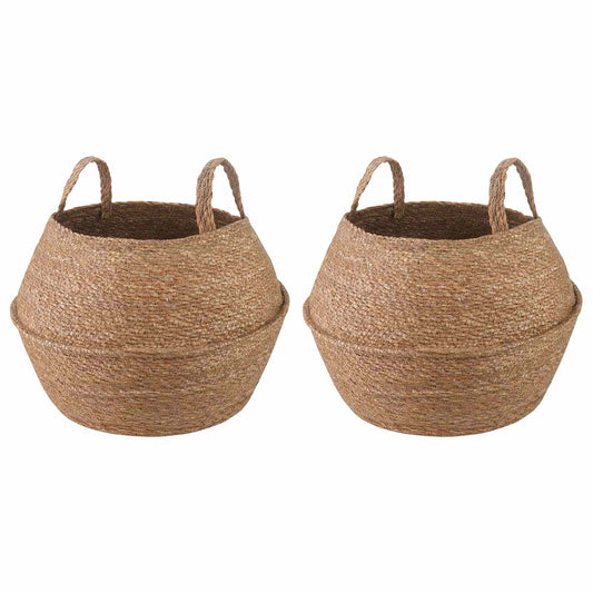 vidaXL Γλάστρα με Χερούλια 2 pcs Φυσικό Ø 45 x 36 cm 100% Θαλασσόχορτο