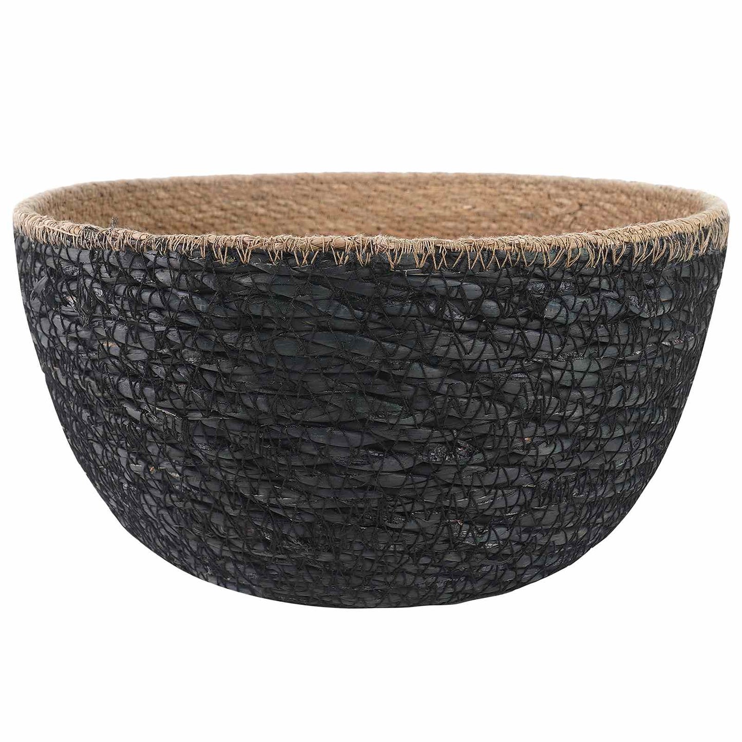 vidaXL Γλάστρα με Χερούλια 2 pcs Μαύρο Ø 22 x 20 cm 100% Θαλασσόχορτο
