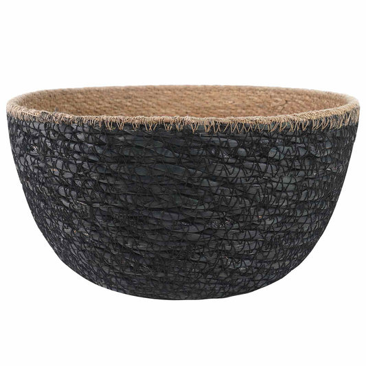 vidaXL Γλάστρα με Χερούλια 2 pcs Μαύρο Ø 22 x 20 cm 100% Θαλασσόχορτο