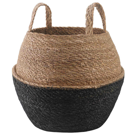 vidaXL Γλάστρα με Χερούλια Μαύρο Ø 32 x 32 cm 100% Θαλασσόχορτο