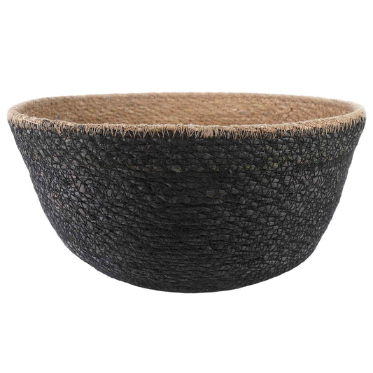 vidaXL Γλάστρα με Χερούλια Μαύρο Ø 32 x 32 cm 100% Θαλασσόχορτο