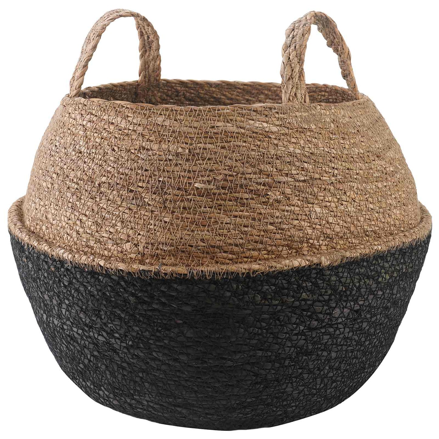 vidaXL Γλάστρα με Χερούλια Μαύρο Ø 45 x 36 cm 100% Θαλασσόχορτο