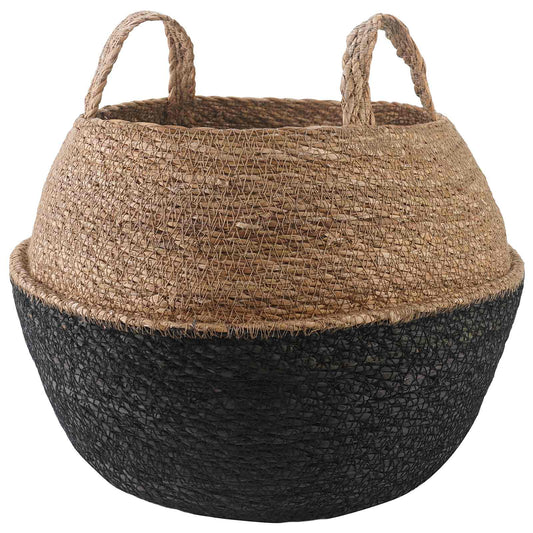 vidaXL Γλάστρα με Χερούλια Μαύρο Ø 45 x 36 cm 100% Θαλασσόχορτο