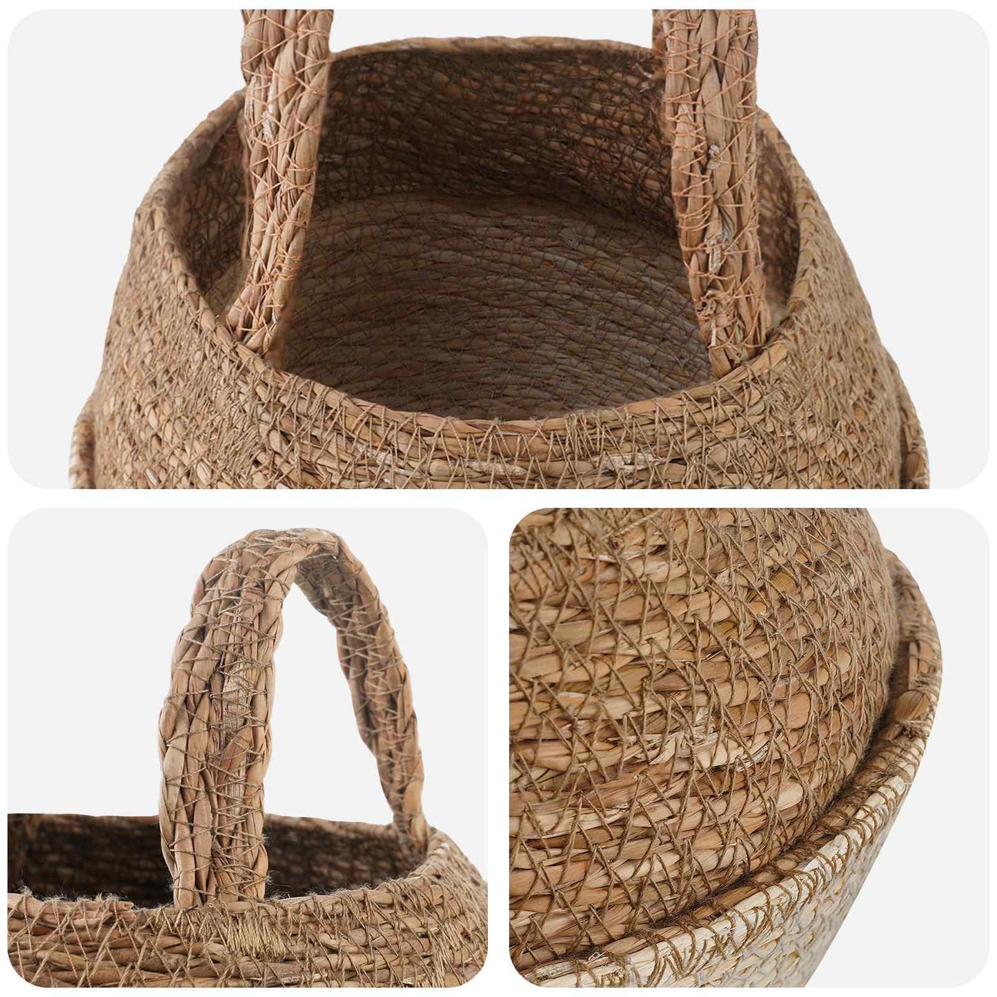 vidaXL Γλάστρα με Χερούλια 2 pcs Λευκό Ø 22 x 20 cm 100% Θαλασσόχορτο