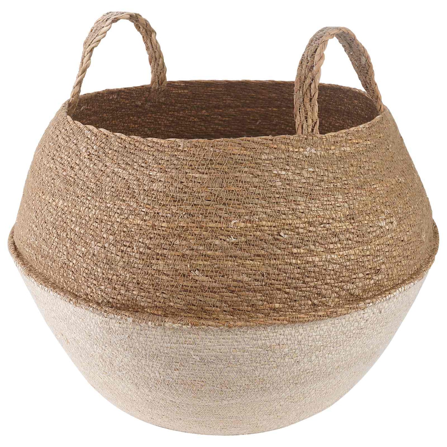 vidaXL Γλάστρα με Χερούλια Λευκό Ø 45 x 36 cm 100% Θαλασσόχορτο