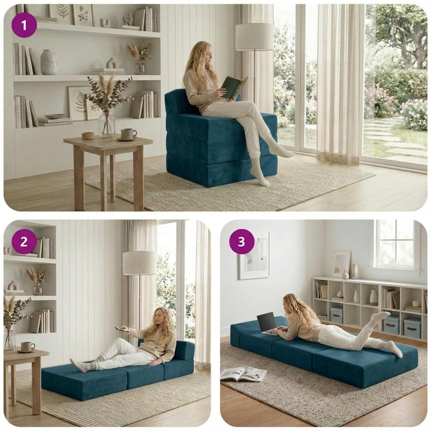 vidaXL Κρεβάτι Καναπέ Αναδιπλούμενο Μπλε 200 x 70 x 15 εκ. Βελούδο