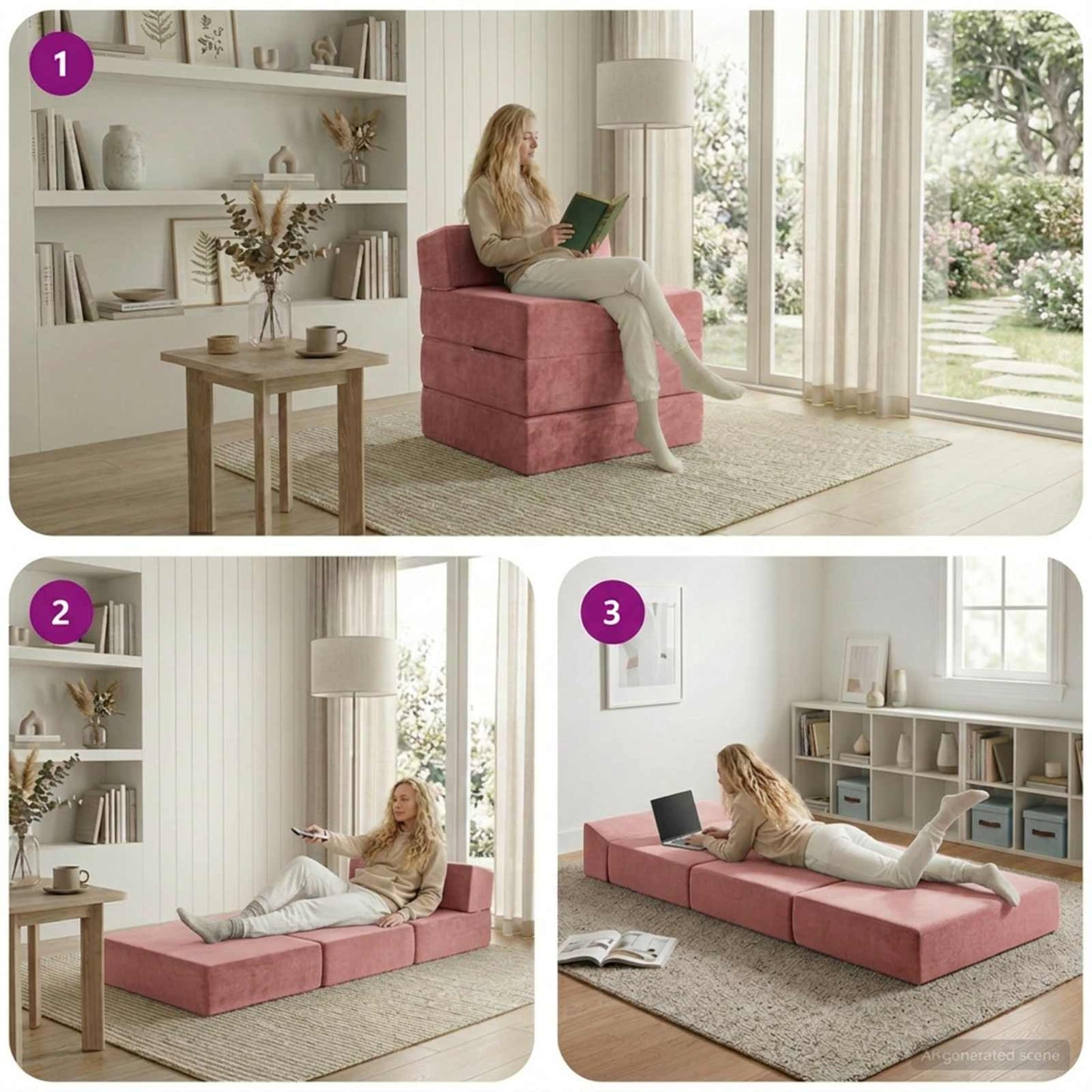 vidaXL Κρεβάτι Καναπέ Αναδιπλούμενο Ροζ 200 x 70 x 15 εκ. Βελούδο