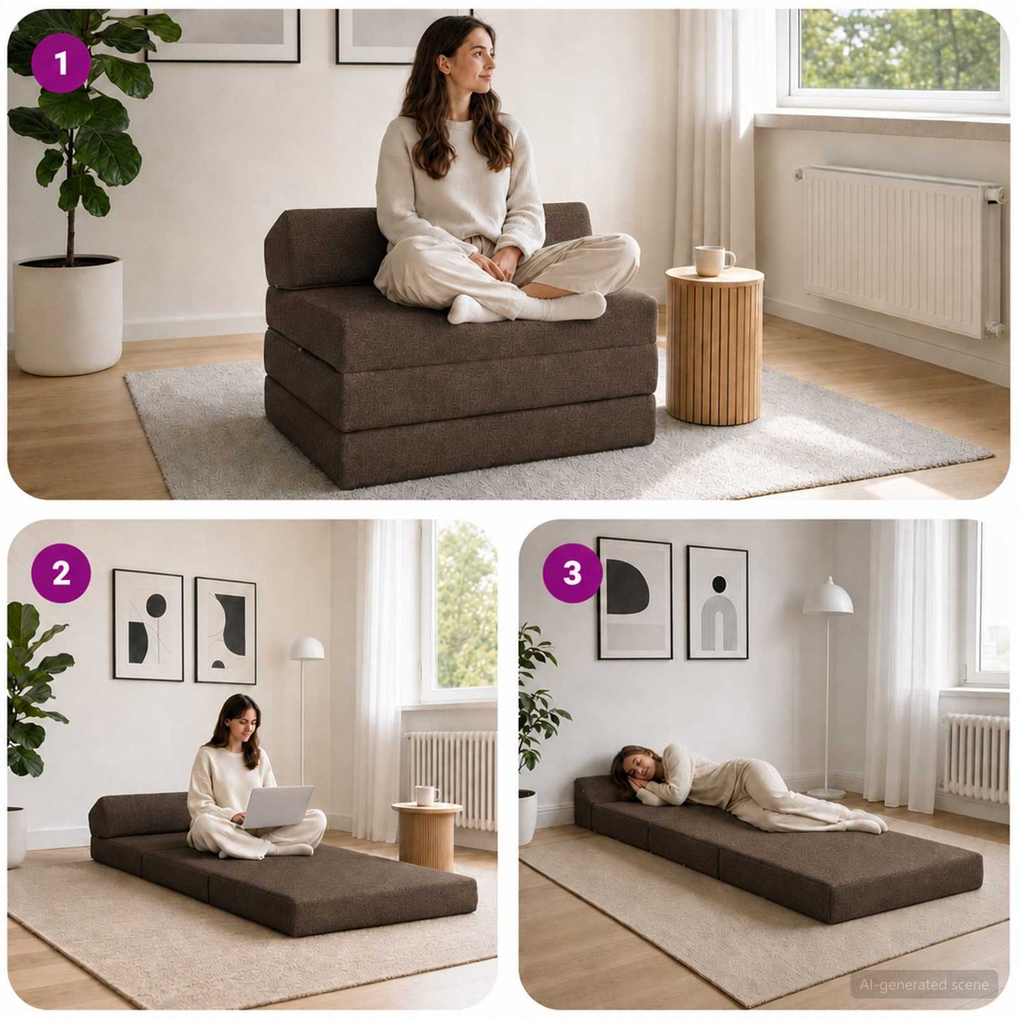 vidaXL Κρεβάτι Καναπέ Αναδιπλούμενο Taupe 200 x 70 x 10 εκ. Ύφασμα