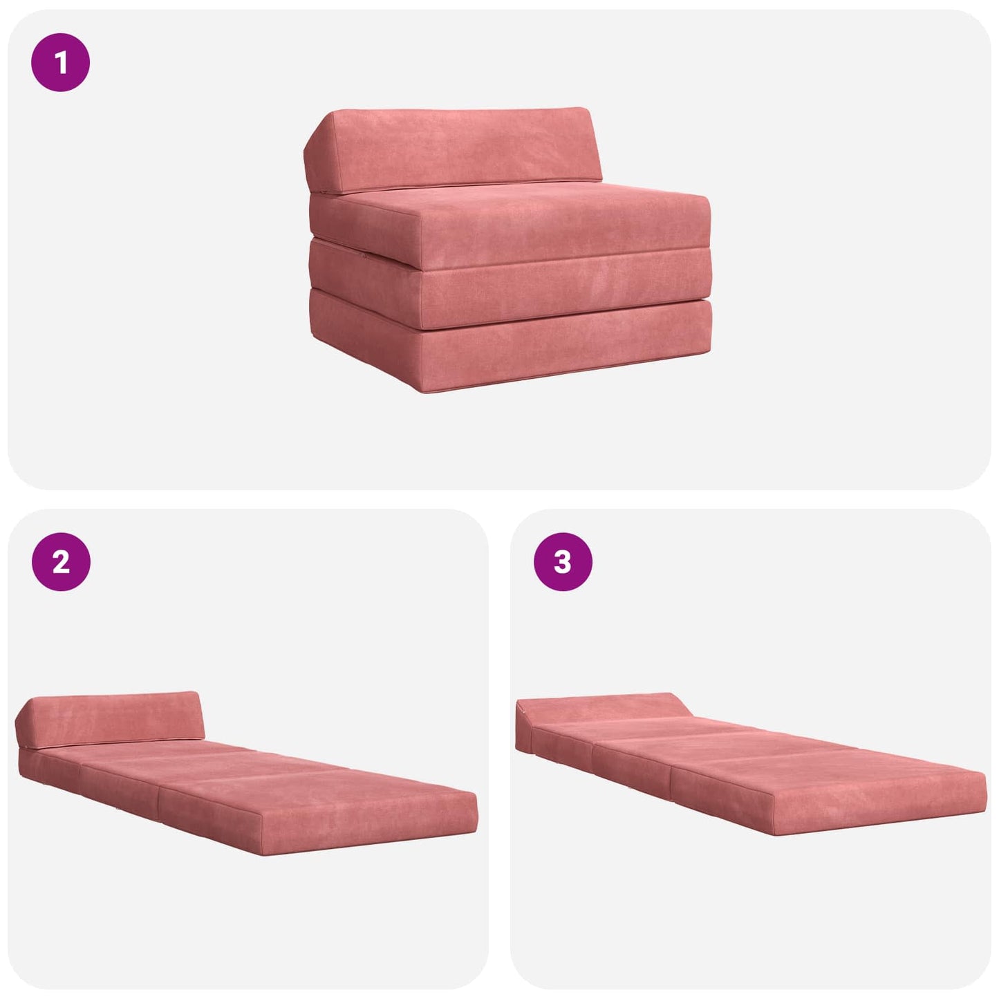 vidaXL Κρεβάτι Καναπέ Αναδιπλούμενο Ροζ 200 x 70 x 10 εκ. Βελούδο