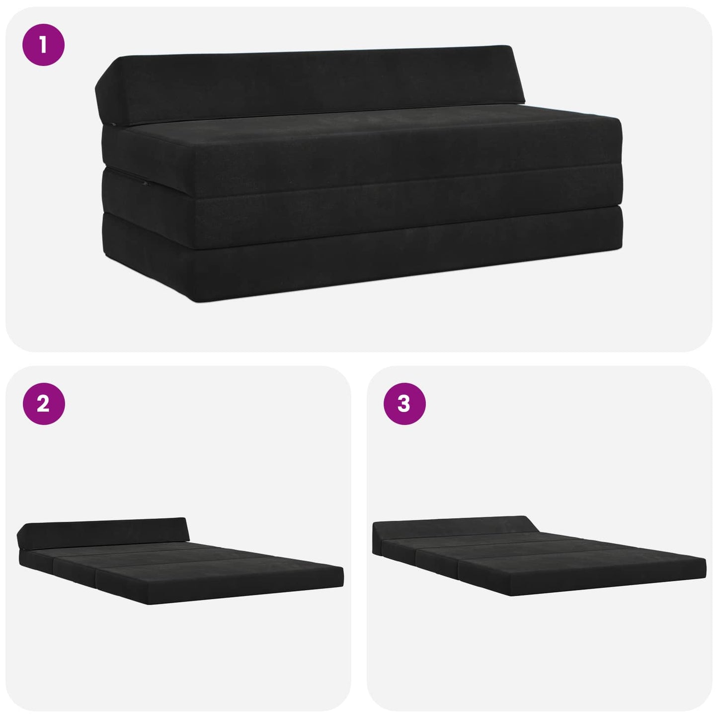 vidaXL Κρεβάτι Καναπέ Αναδιπλούμενο Μαύρο 120 x 60 x 49 εκ Ύφασμα