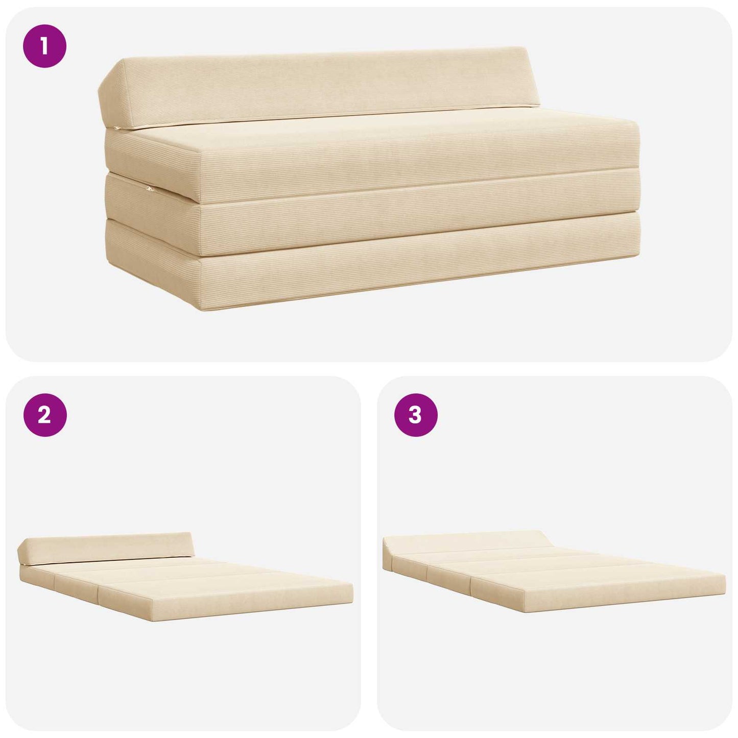 vidaXL Κρεβάτι Καναπέ Αναδιπλούμενο Κρεμ 120 x 60 x 49 εκ Ύφασμα