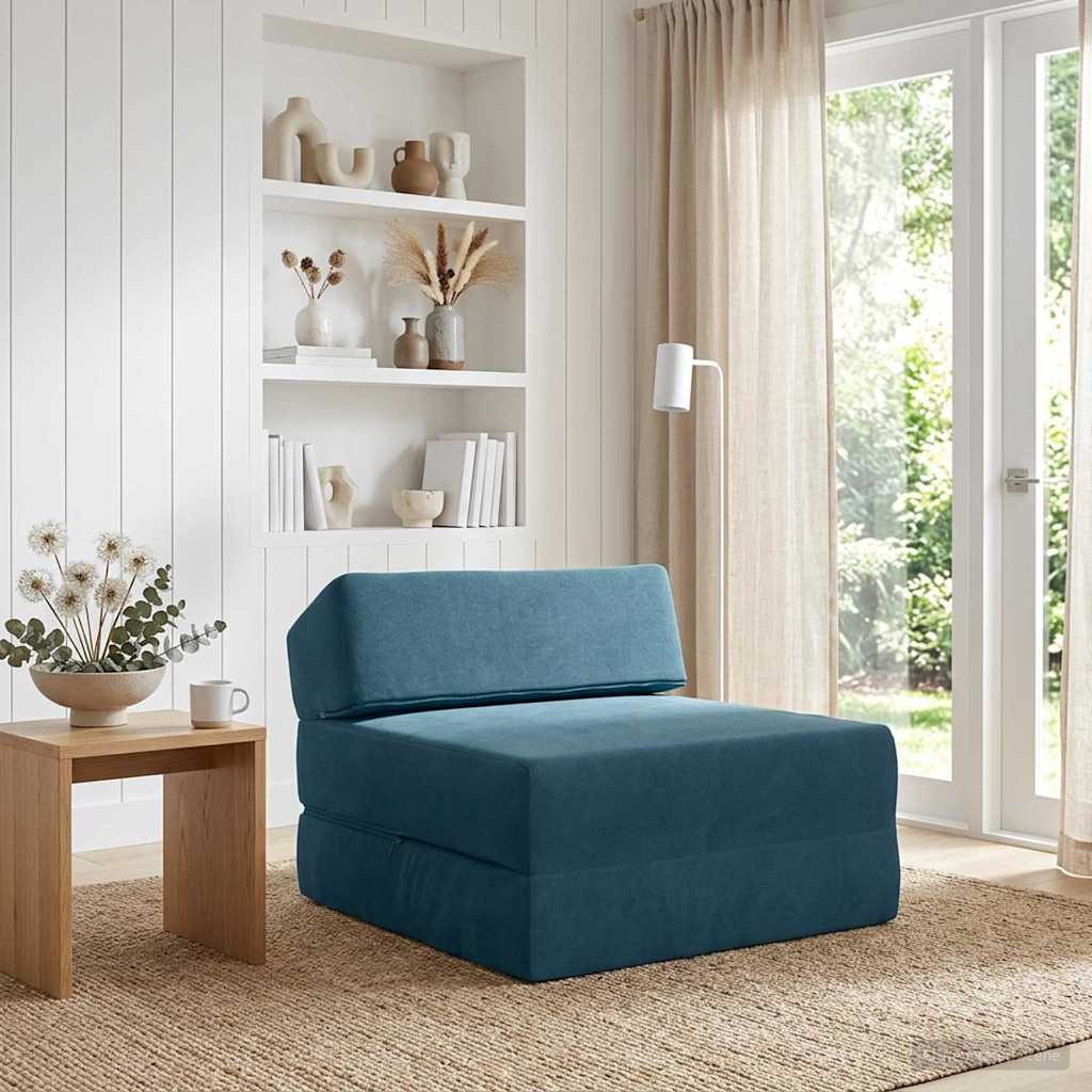 vidaXL Κρεβάτι Καναπέ Αναδιπλούμενο Μπλε 60 x 70 x 41 εκ Ύφασμα
