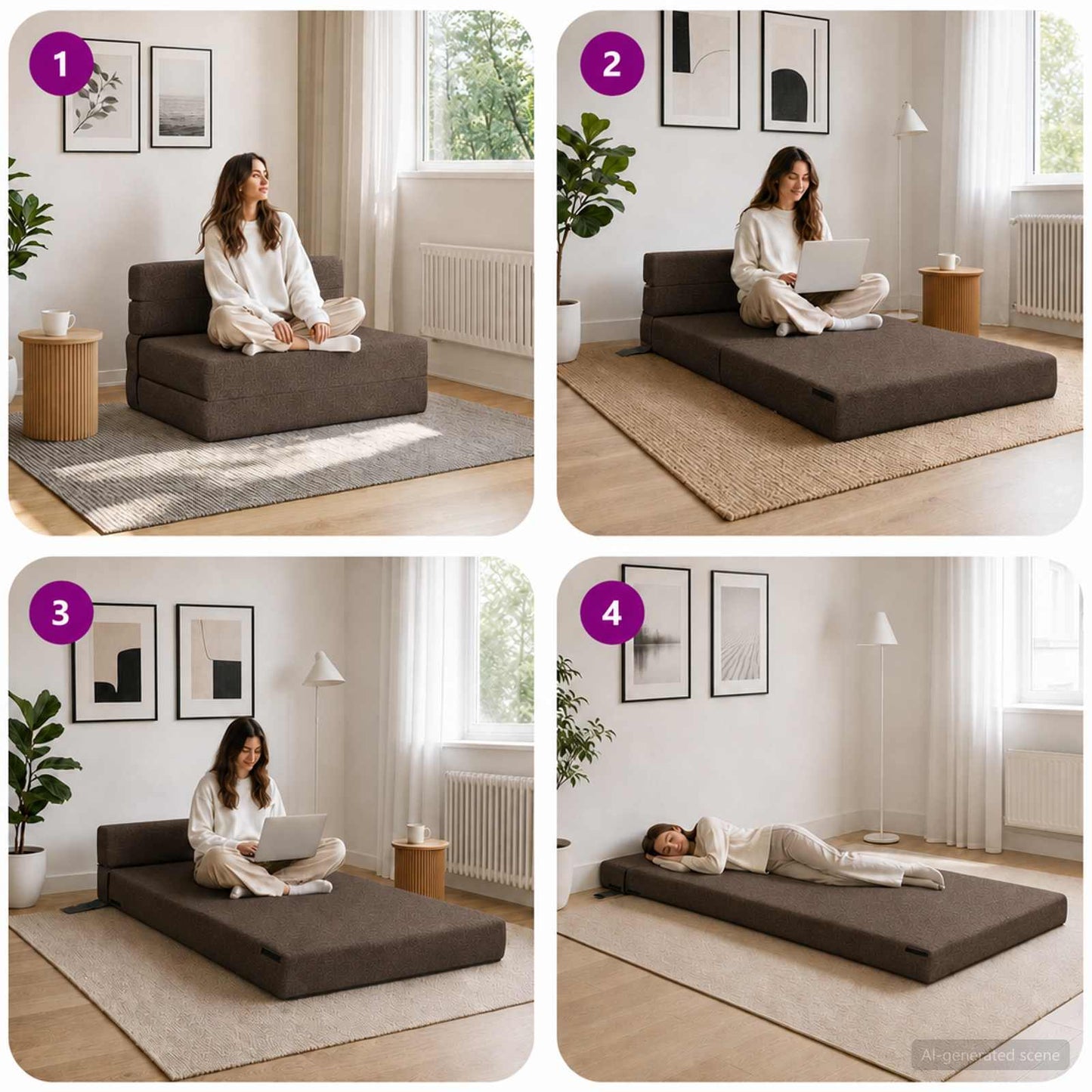 vidaXL Κρεβάτι Καναπέ Αναδιπλούμενο Taupe 70 x 72 x 60 εκ Ύφασμα