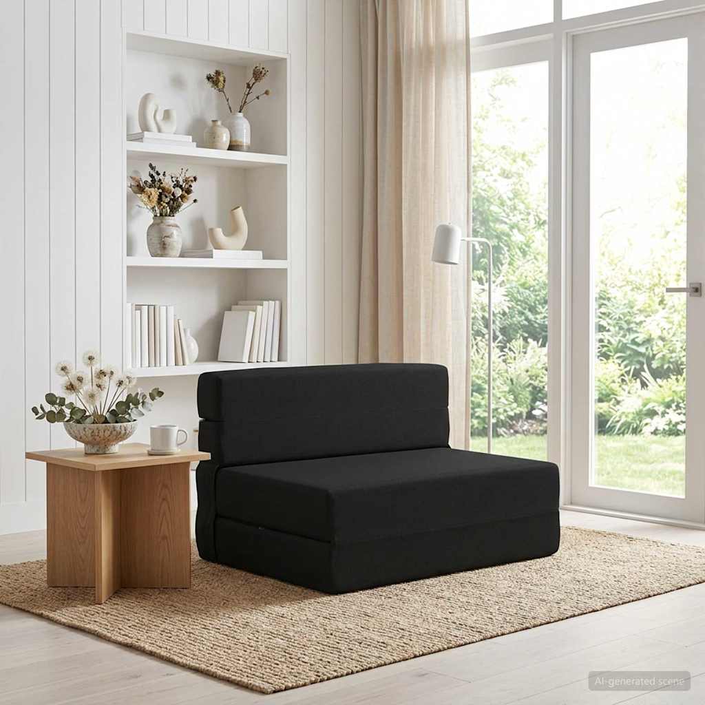 vidaXL Κρεβάτι Καναπέ Αναδιπλούμενο Μαύρο 100 x 80 x 60 εκ. Ύφασμα