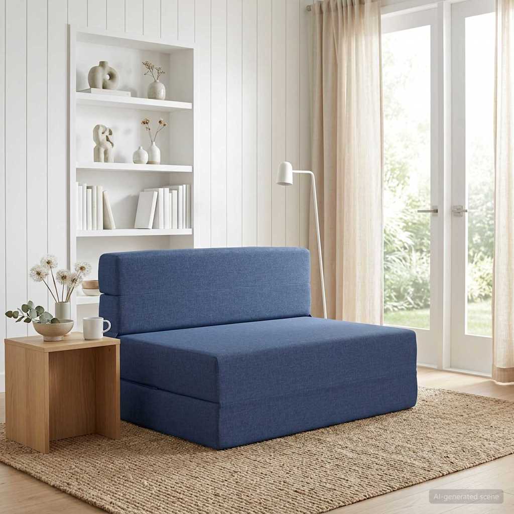 vidaXL Κρεβάτι Καναπέ Αναδιπλούμενο Μπλε 100 x 80 x 60 εκ. Ύφασμα