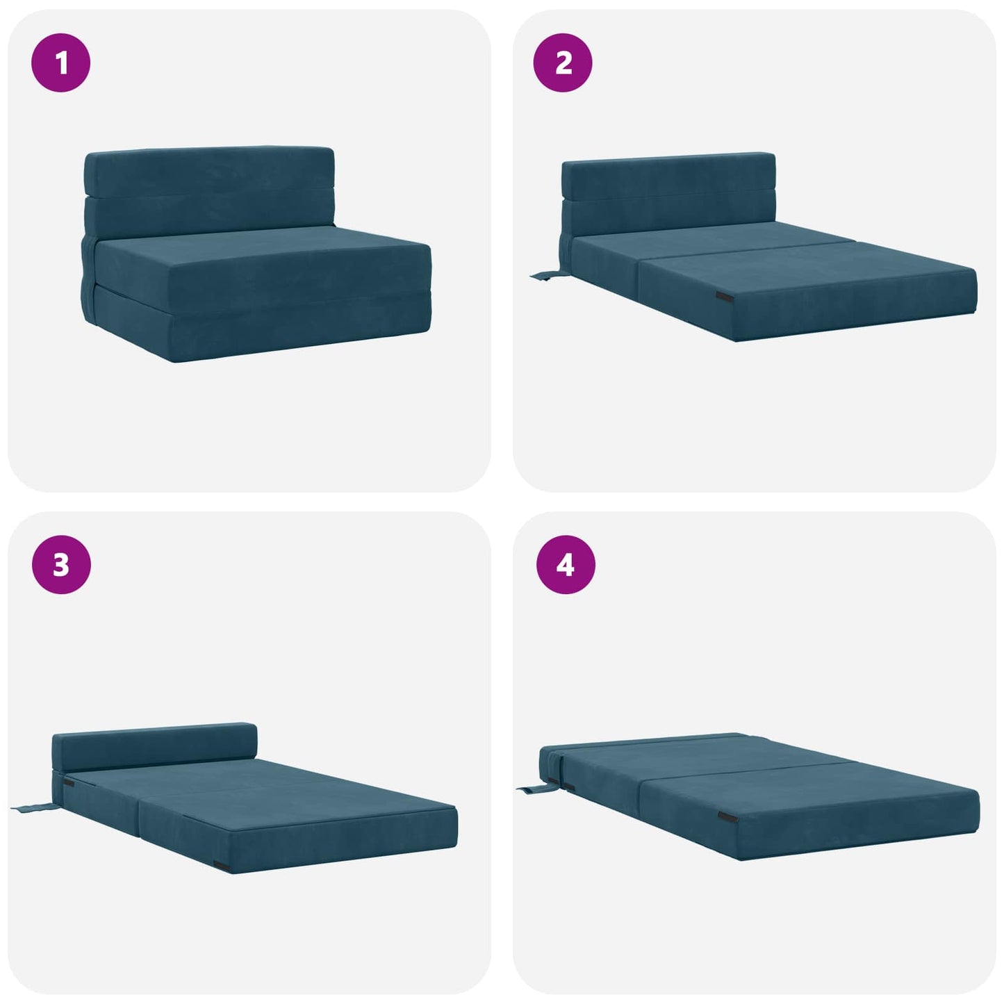 vidaXL Κρεβάτι Καναπέ Αναδιπλούμενο Μπλε 70 x 80 x 60 εκ. Ύφασμα