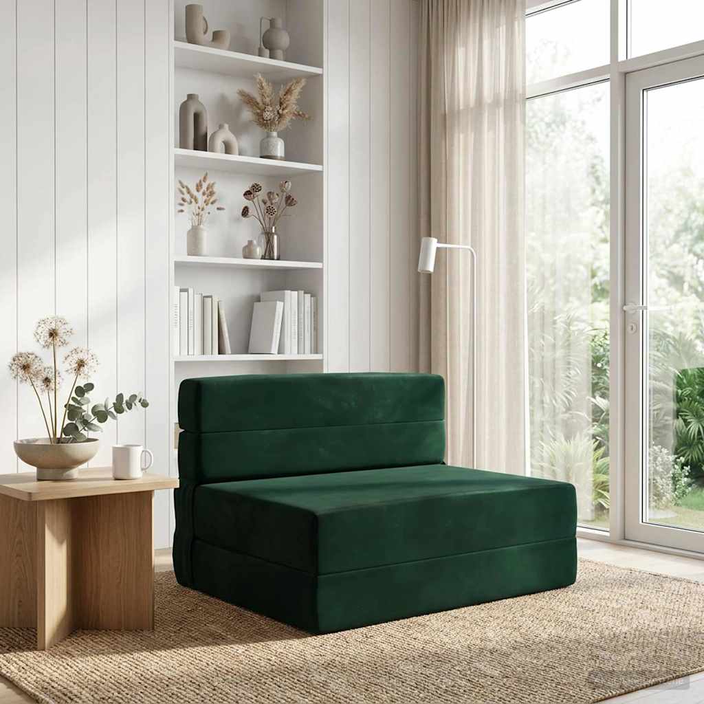 vidaXL Φορητός Καναπές Κρεβάτι Σκούρο Πράσινο 190 x 100 x 15 εκ.
