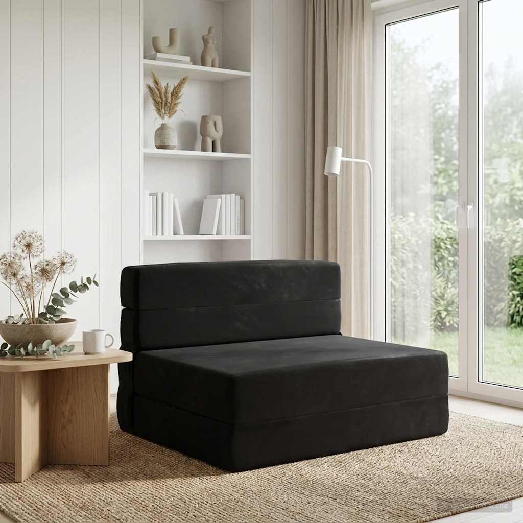 vidaXL Κρεβάτι Καναπέ Αναδιπλούμενο Μαύρο 70 x 80 x 60 εκ. Ύφασμα