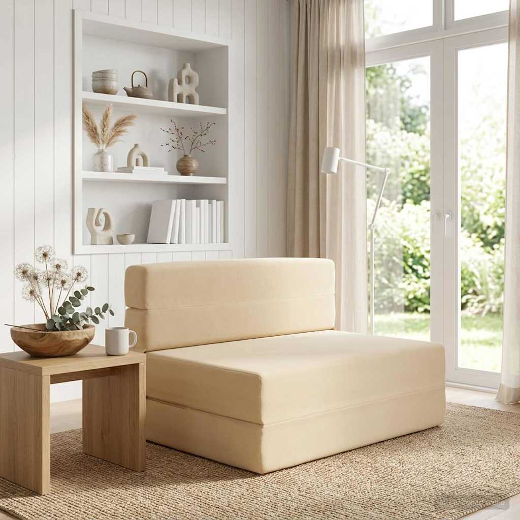 vidaXL Κρεβάτι Καναπέ Αναδιπλούμενο Κρεμ 100 x 80 x 60 εκ. Ύφασμα