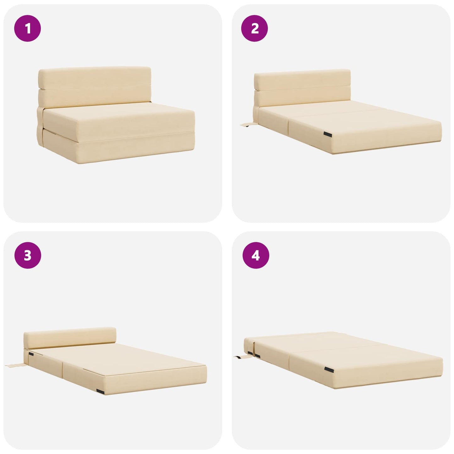 vidaXL Κρεβάτι Καναπέ Αναδιπλούμενο Κρεμ 70 x 80 x 60 εκ. Ύφασμα
