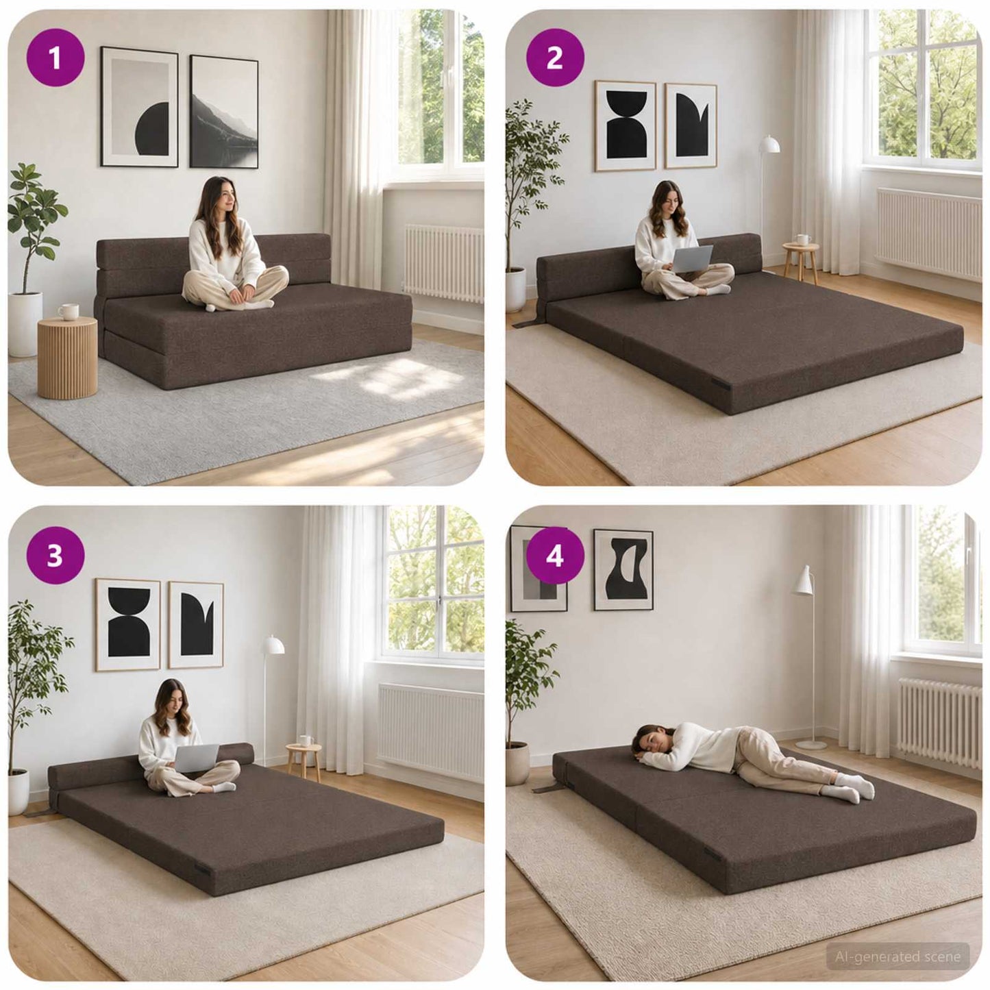 vidaXL Κρεβάτι Καναπέ Αναδιπλούμενο Taupe 152 x 86,5 x 60 εκ. Ύφασμα