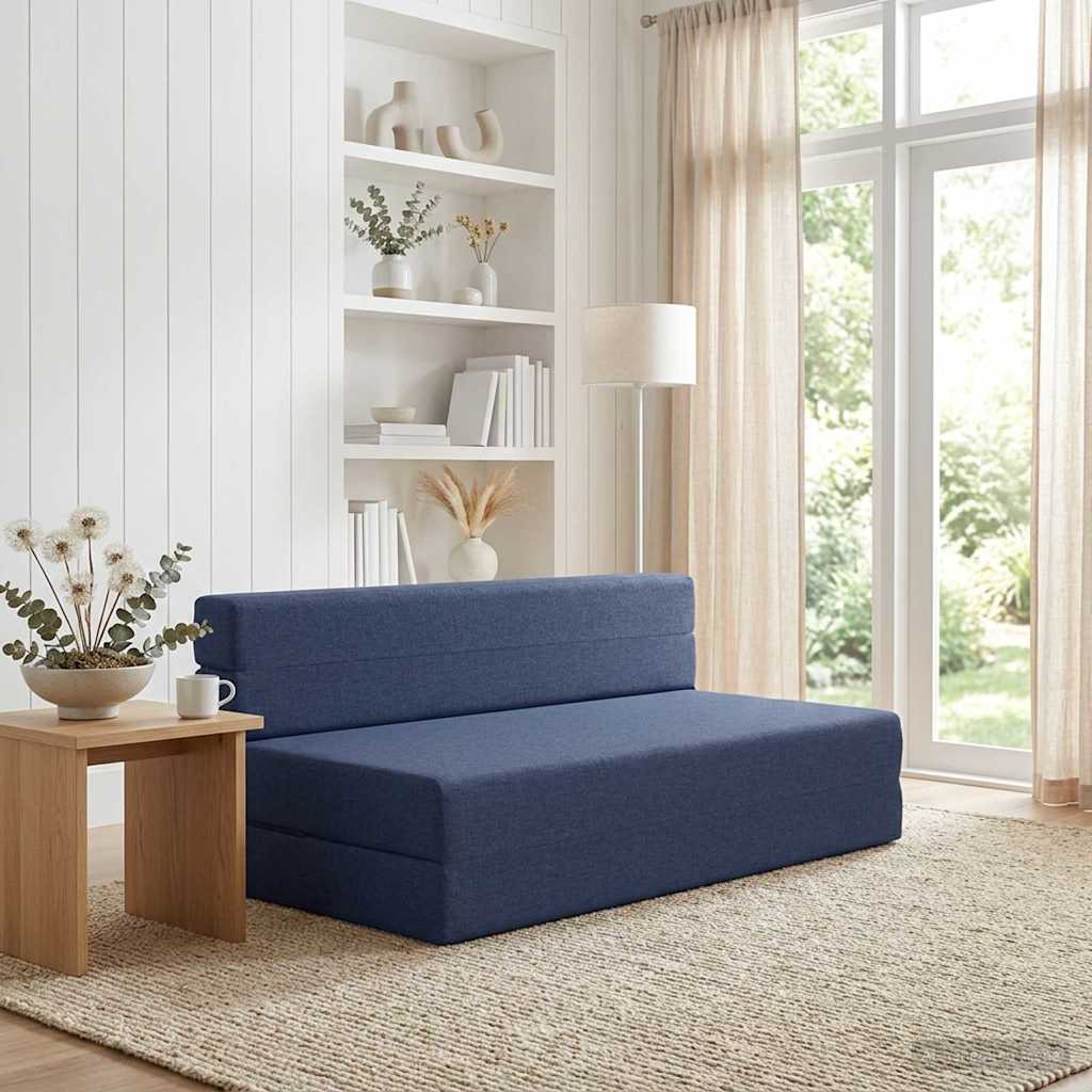 vidaXL Κρεβάτι Καναπέ Αναδιπλούμενο Μπλε 152 x 86,5 x 60 εκ. Ύφασμα
