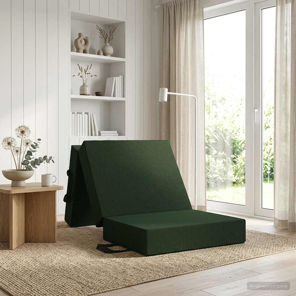 vidaXL Κρεβάτι Καναπέ Αναδιπλούμενο 90 x 63 x 45 cm Σκούρο Πράσινο