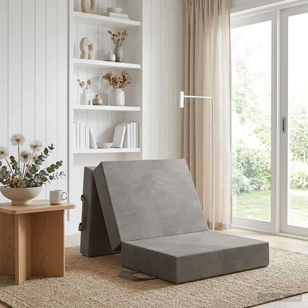 vidaXL Κρεβάτι Καναπέ Αναδιπλούμενο 190 x 90 x 15 cm Ανοιχτό γκρι