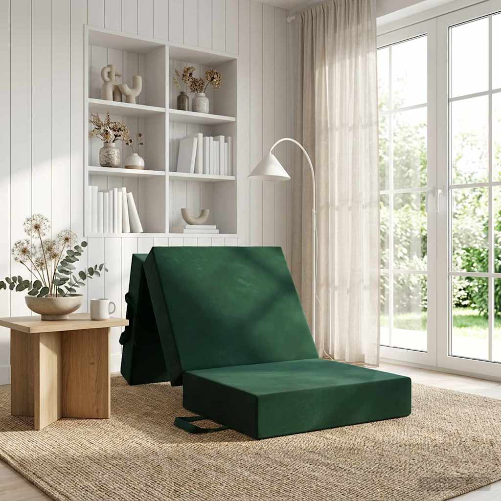 vidaXL Κρεβάτι Καναπέ Αναδιπλούμενο 75 x 63 x 45 εκ Σκούρο Πράσινο