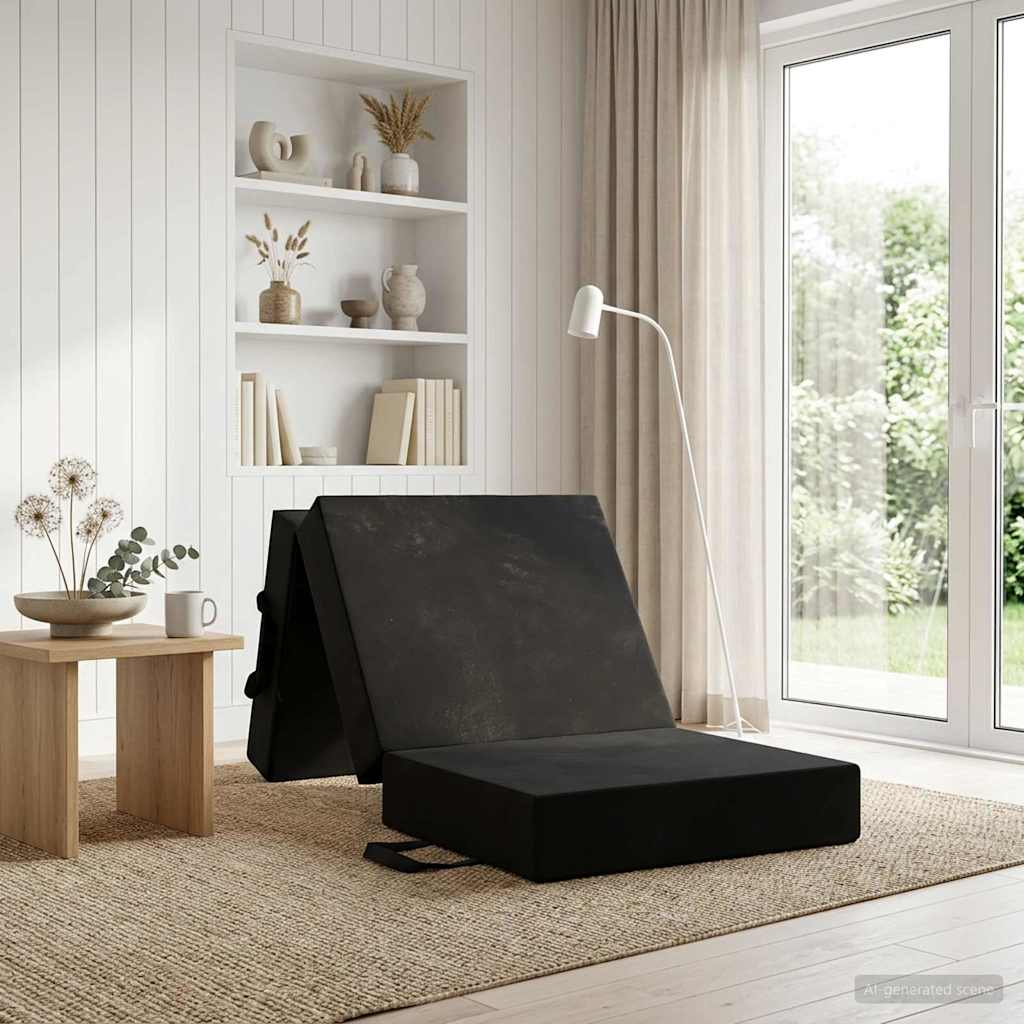 vidaXL Κρεβάτι Καναπέ Αναδιπλούμενο 190 x 90 x 15 cm Μαύρο