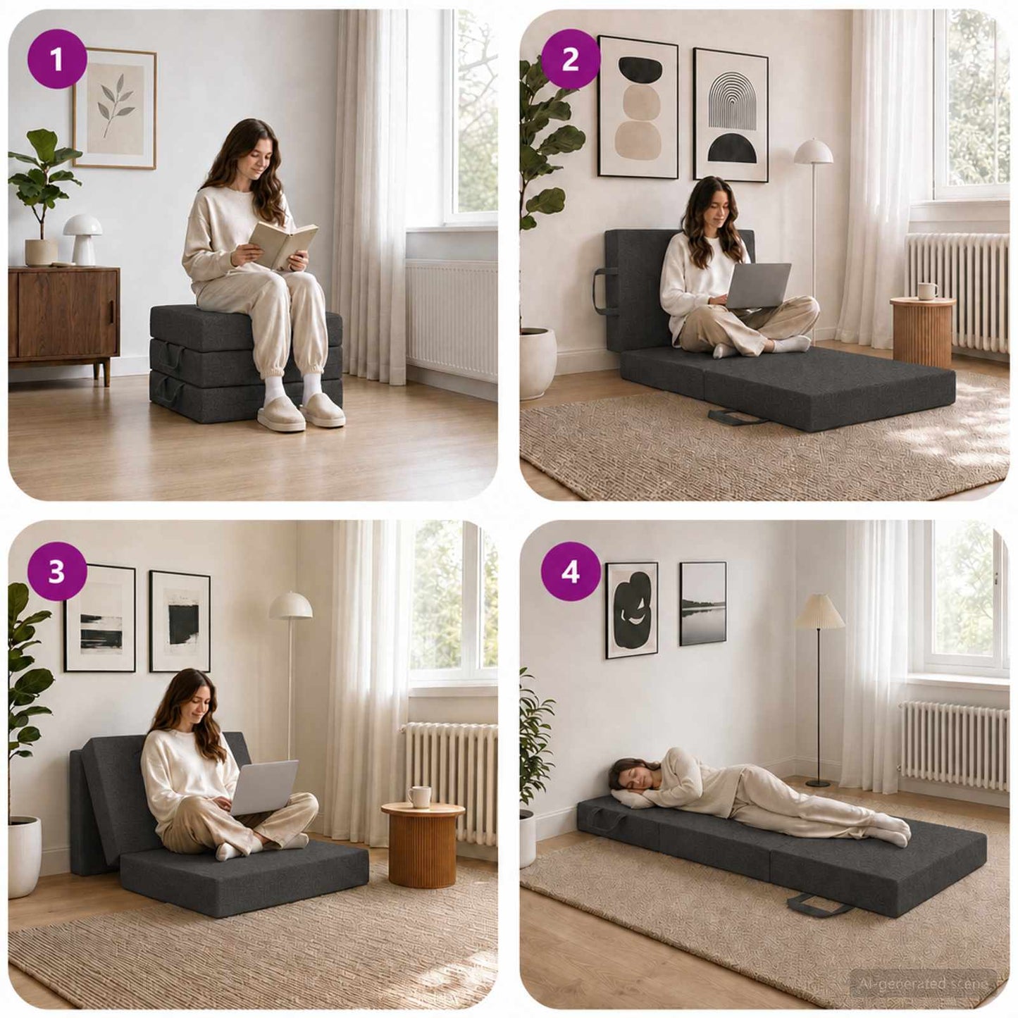 vidaXL Κρεβάτι Καναπέ Αναδιπλούμενο 190 x 90 x 15 cm Σκούρο Γκρι