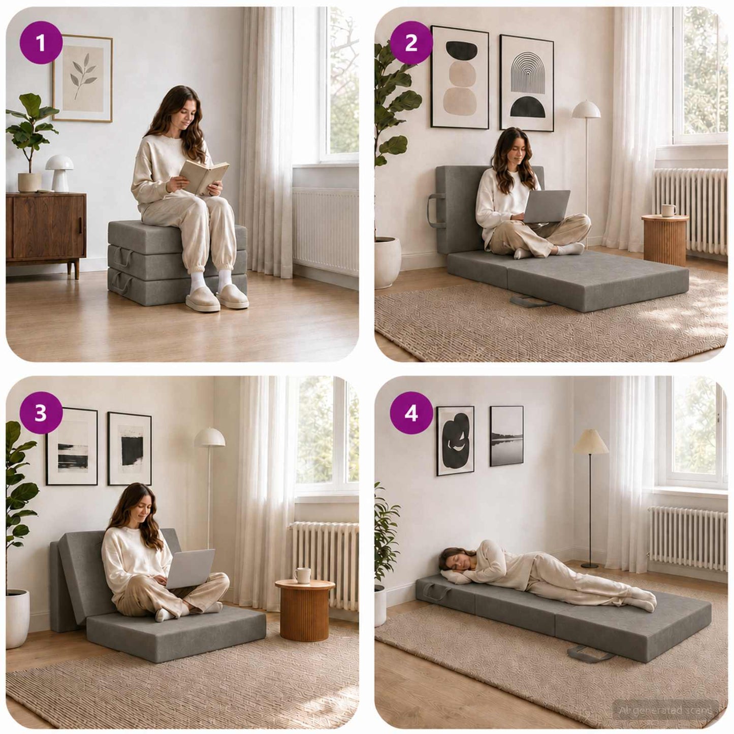 vidaXL Κρεβάτι Καναπέ Αναδιπλούμενο 200 x 75 x 15 cm Ανοιχτό γκρι