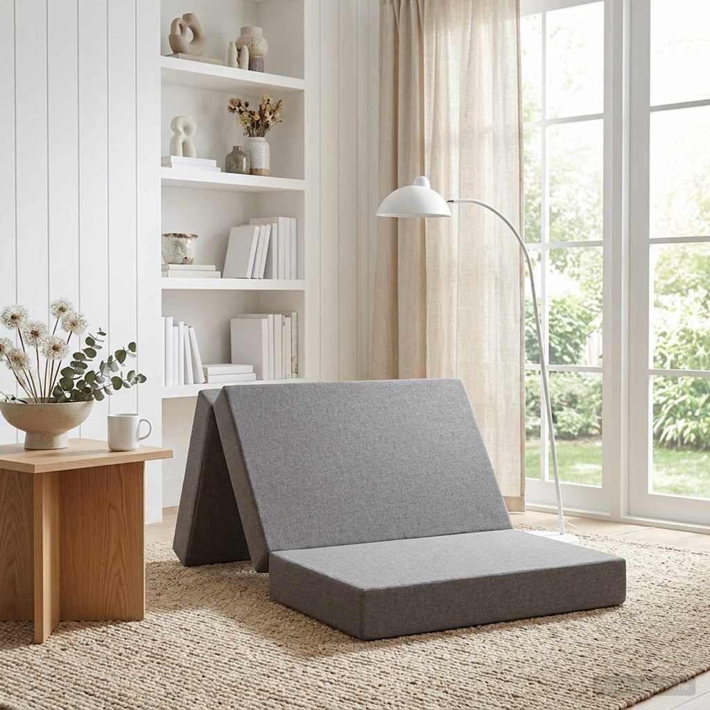 vidaXL Κρεβάτι Καναπέ Αναδιπλούμενο 200 x 90 x 15 cm Ανοιχτό γκρι