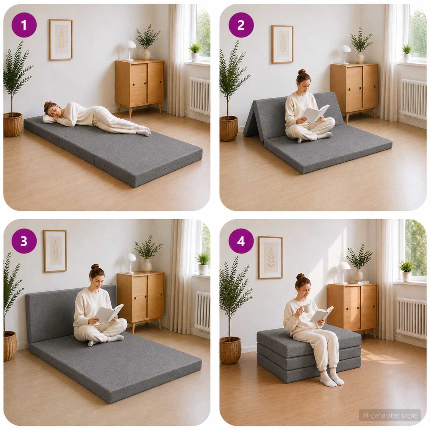 vidaXL Κρεβάτι Καναπέ Αναδιπλούμενο 200 x 80 x 15 cm Ανοιχτό γκρι