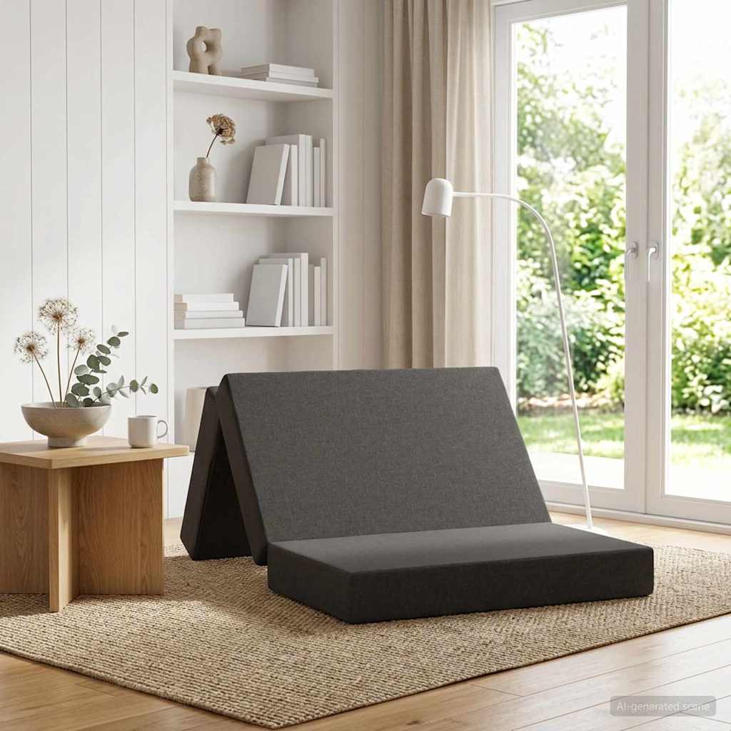 vidaXL Κρεβάτι Καναπέ Αναδιπλούμενο 200 x 90 x 15 cm Σκούρο Γκρι