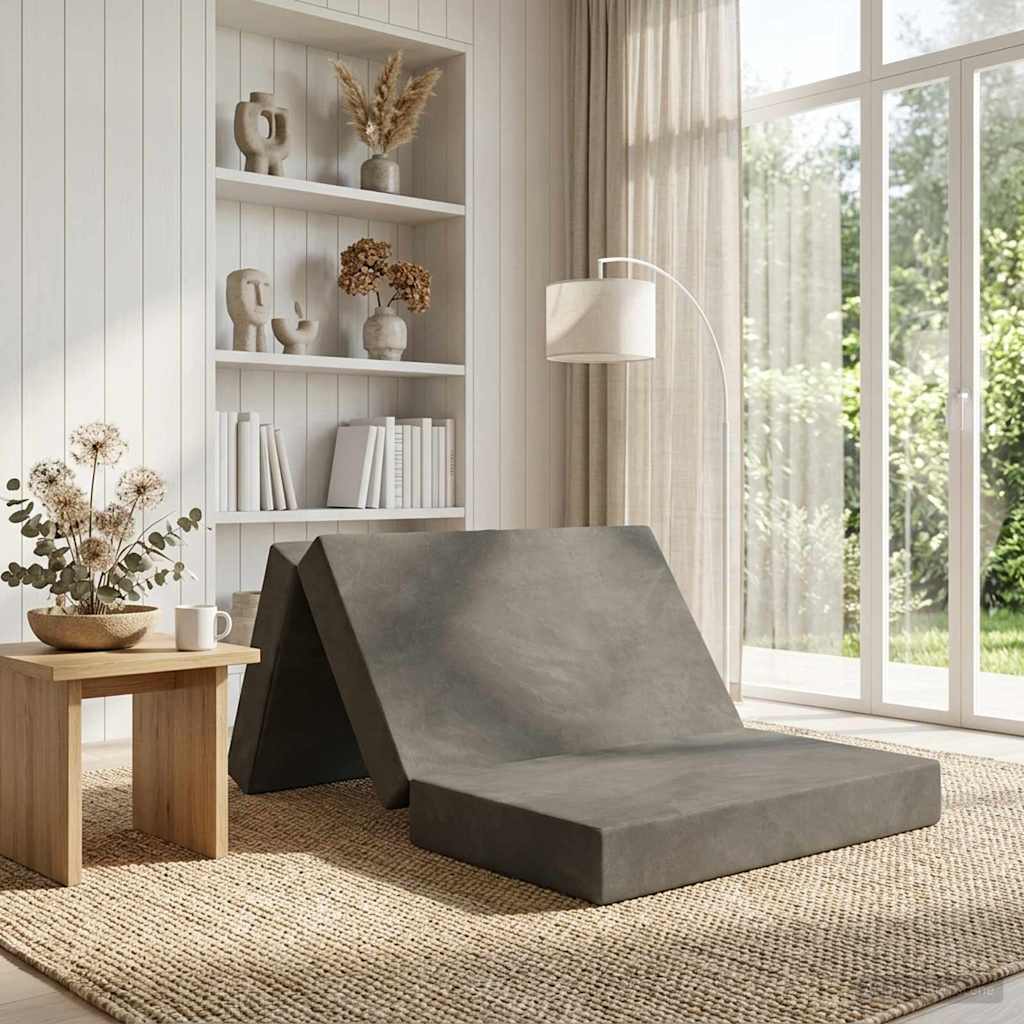 vidaXL Κρεβάτι Καναπέ Αναδιπλούμενο 200 x 100 x 15 cm Ανοιχτό γκρι