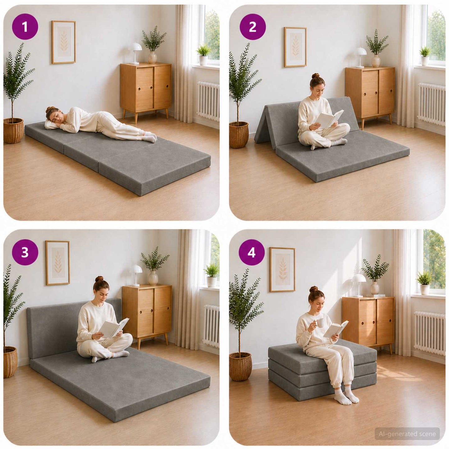 vidaXL Κρεβάτι Καναπέ Αναδιπλούμενο 200 x 80 x 15 cm Ανοιχτό γκρι
