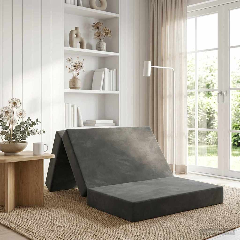 vidaXL Κρεβάτι Καναπέ Αναδιπλούμενο 200 x 90 x 15 cm Σκούρο Γκρι