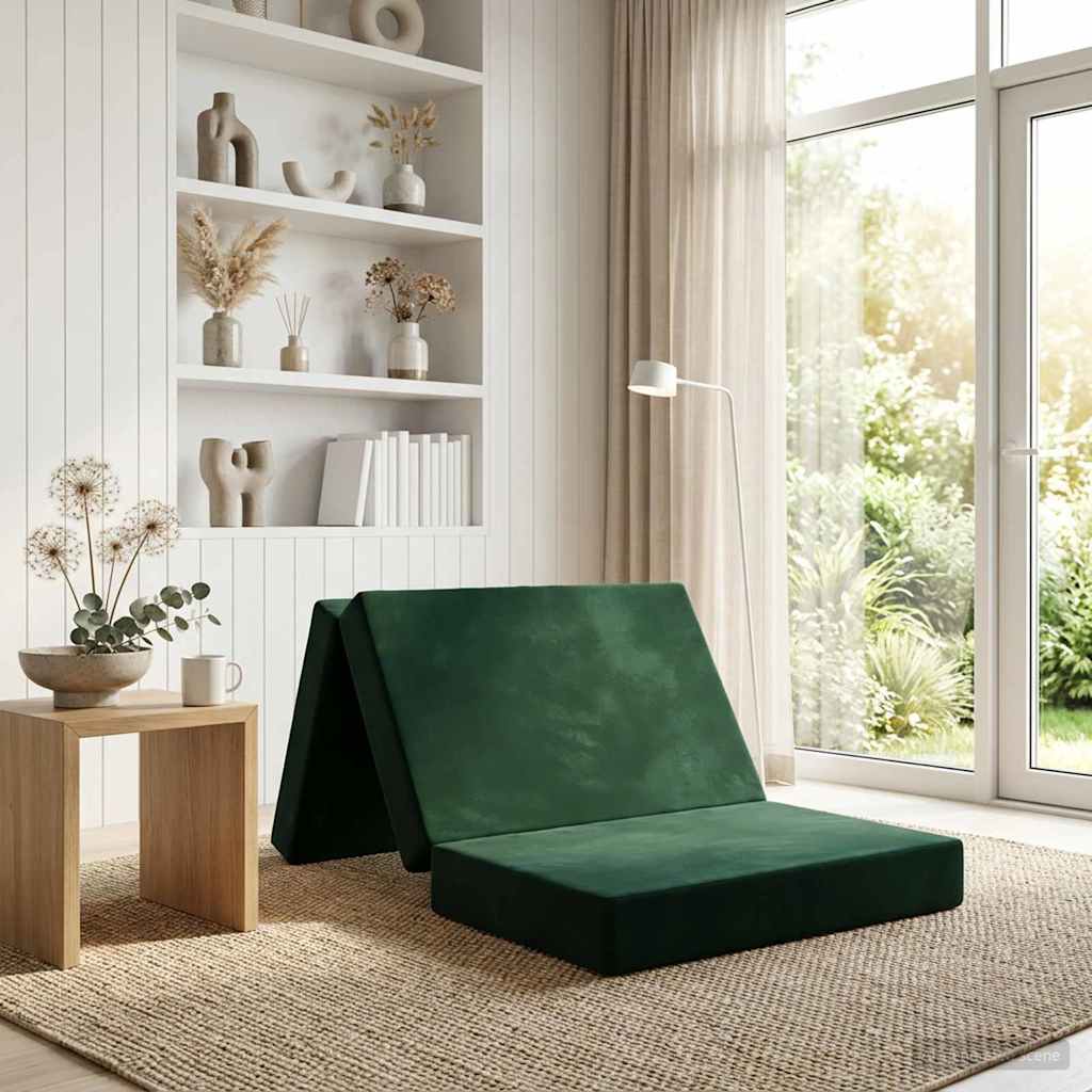 vidaXL Κρεβάτι Καναπέ Αναδιπλούμενο 80 x 67 x 45 cm Σκούρο Πράσινο