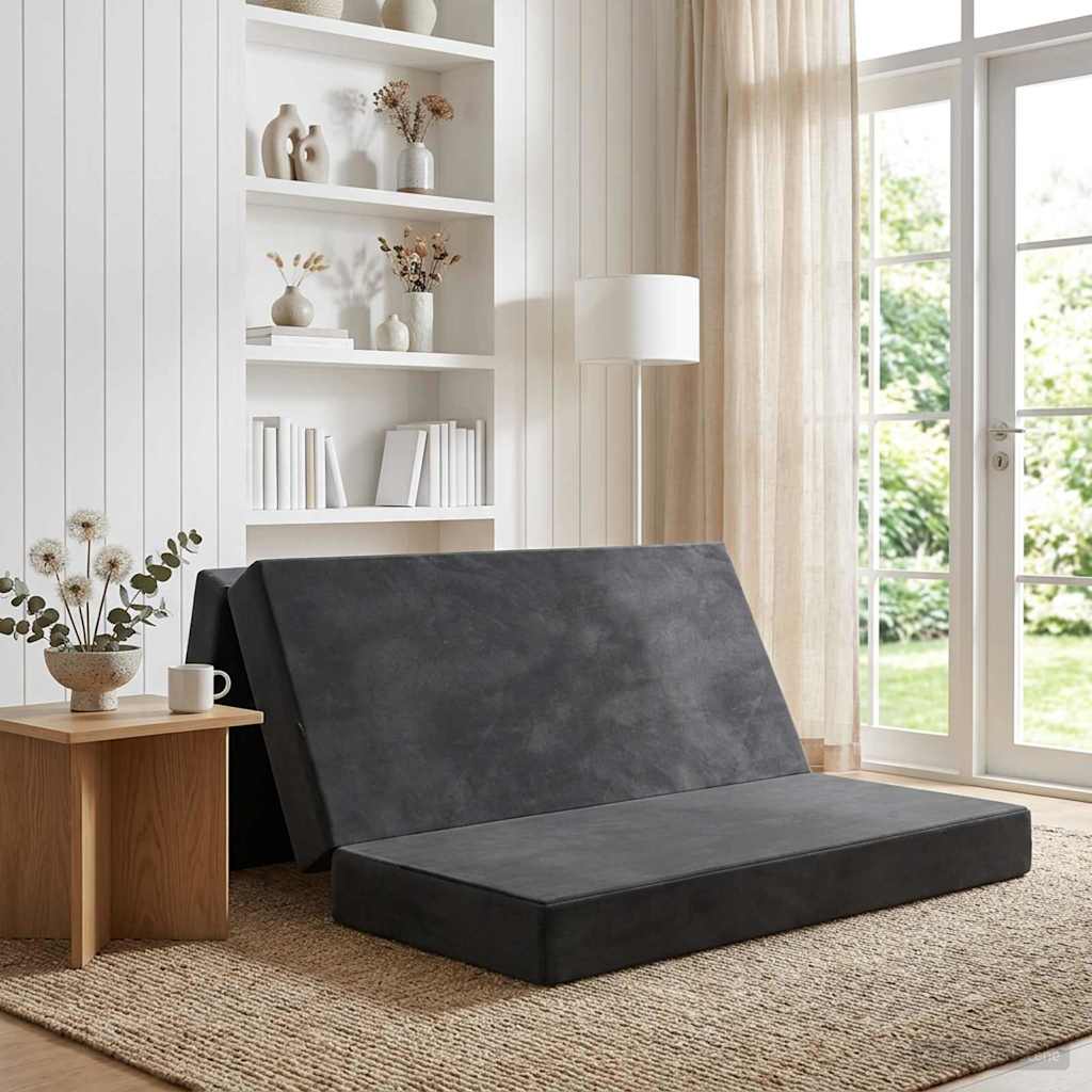 vidaXL Κρεβάτι Καναπέ Αναδιπλούμενο 200 x 120 x 15 cm Σκούρο Γκρι