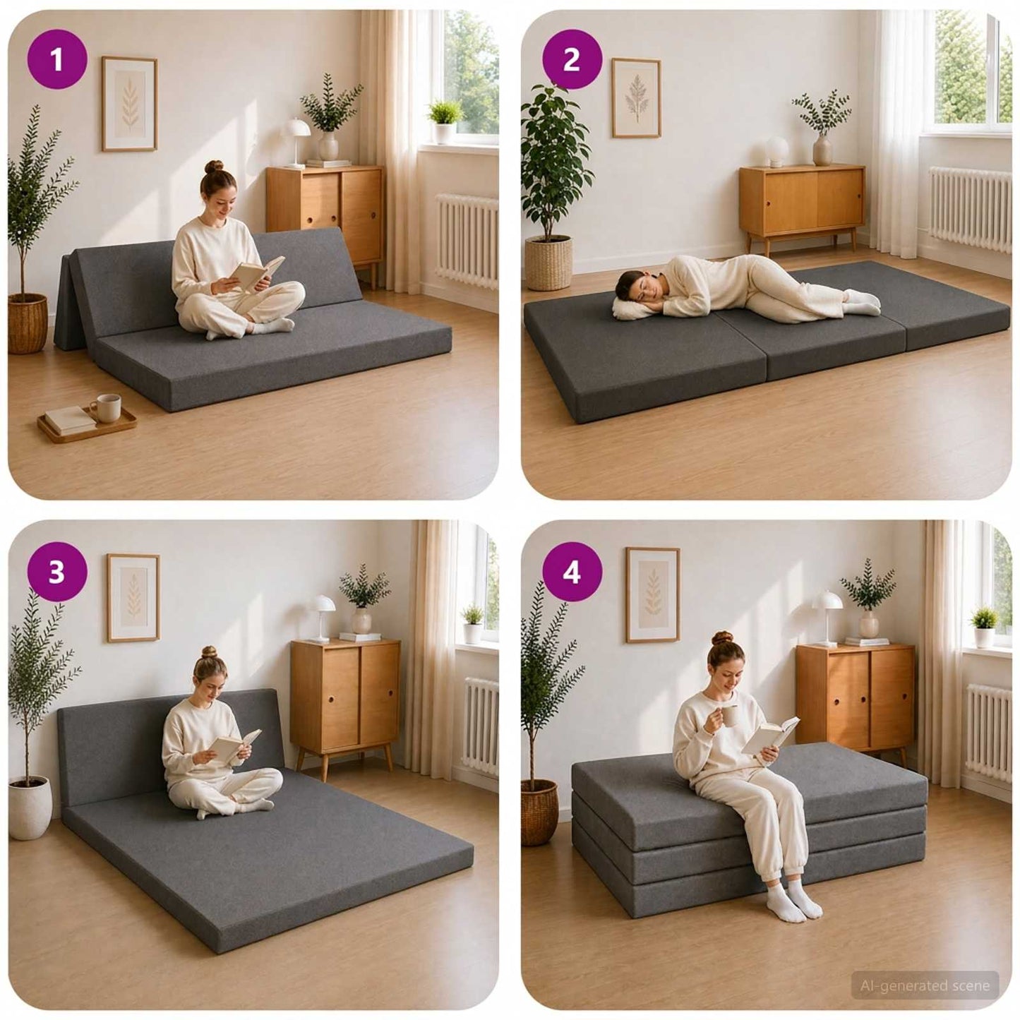 vidaXL Κρεβάτι Καναπέ Αναδιπλούμενο 200 x 140 x 15 cm Ανοιχτό γκρι