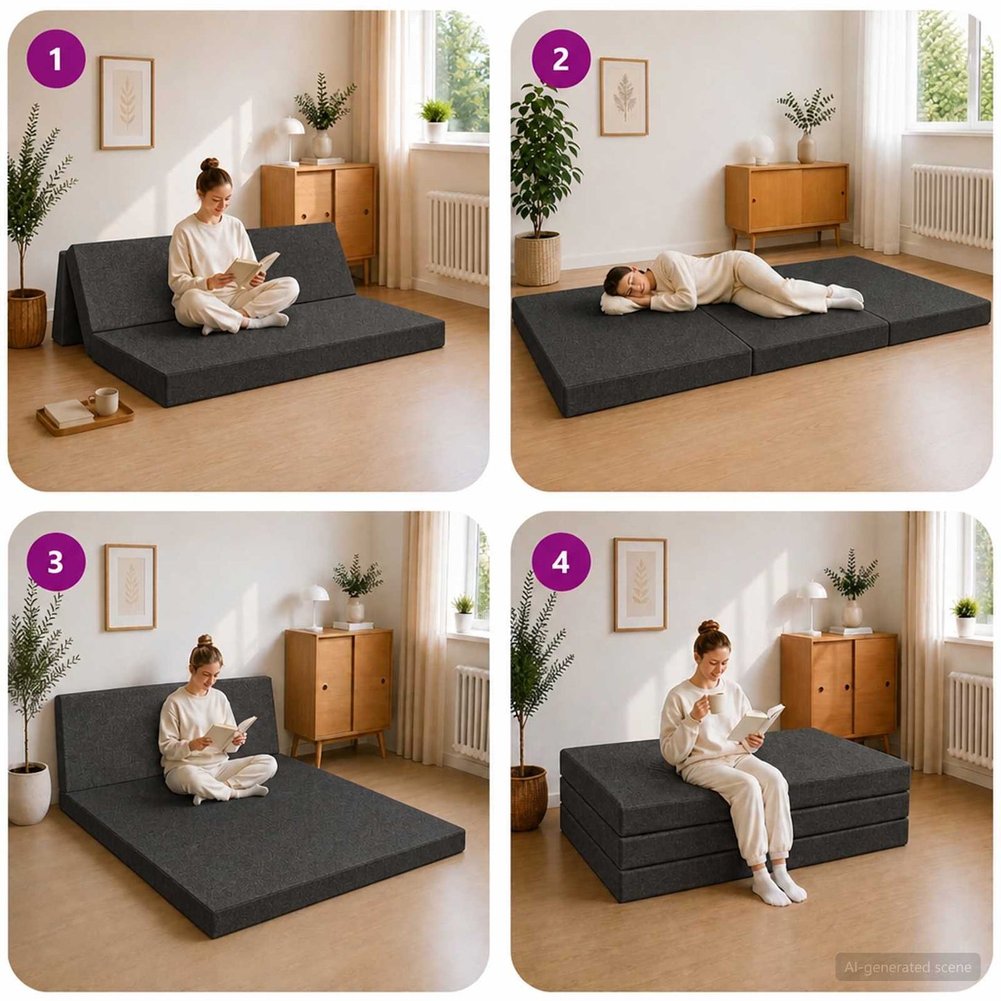 vidaXL Κρεβάτι Καναπέ Αναδιπλούμενο 200 x 140 x 15 cm Σκούρο Γκρι