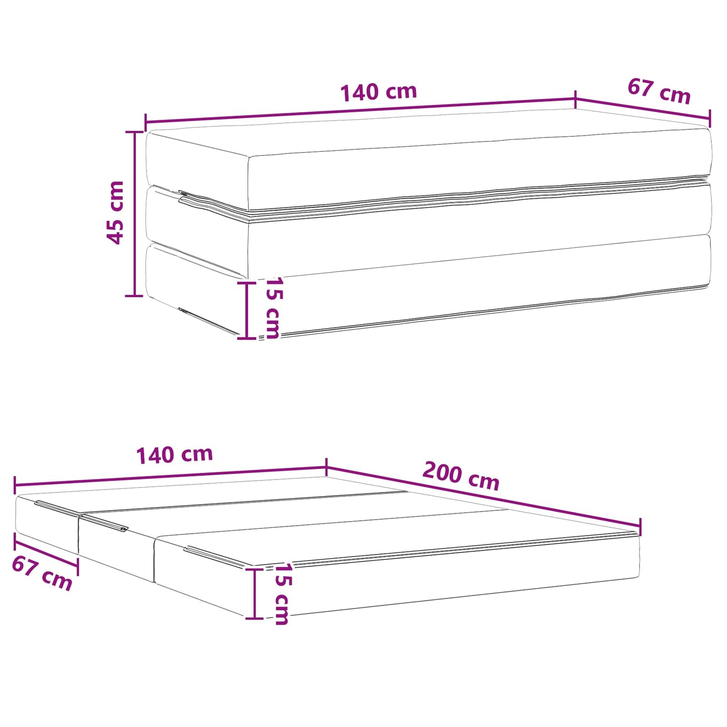 vidaXL Κρεβάτι Καναπέ Αναδιπλούμενο 140 x 67 x 45 εκ Μαύρο