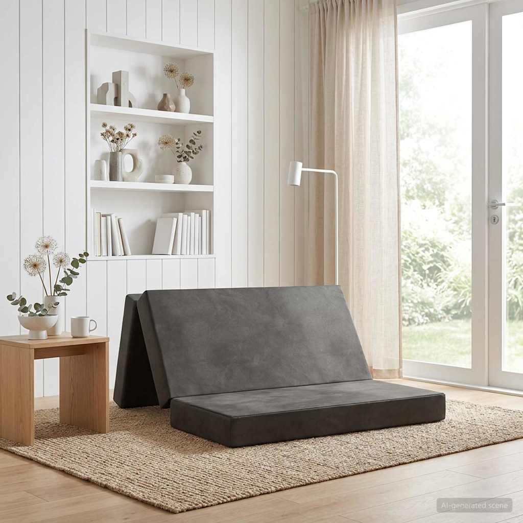 vidaXL Κρεβάτι Καναπέ Αναδιπλούμενο 200 x 200 x 15 cm Ανοιχτό γκρι