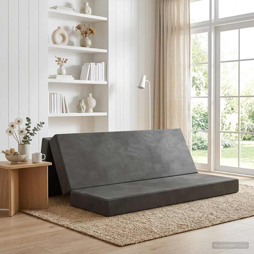vidaXL Κρεβάτι Καναπέ Αναδιπλούμενο 200 x 200 x 15 cm Σκούρο Γκρι