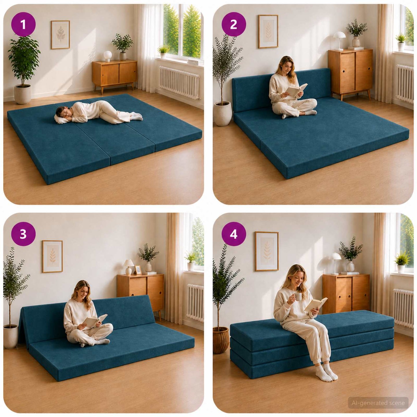vidaXL Κρεβάτι Καναπέ Αναδιπλούμενο 200 x 67 x 45 εκ Μπλε
