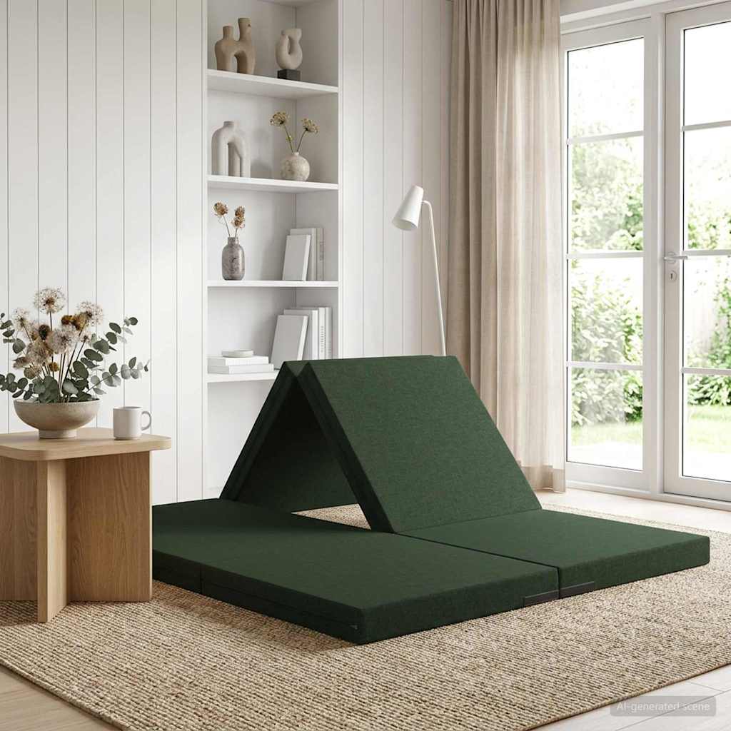 vidaXL Κρεβάτι Καναπέ Αναδιπλούμενο 140 x 67 x 15 εκ Σκούρο Πράσινο