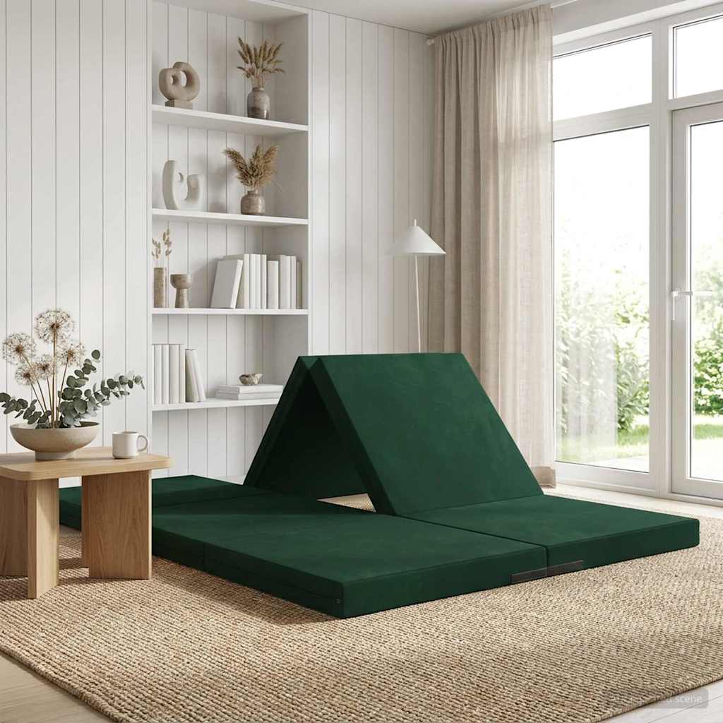 vidaXL Κρεβάτι Καναπέ Αναδιπλούμενο 140 x 67 x 15 εκ Σκούρο Πράσινο